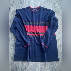 vintage Mountain Lake Men's Navy and Red Crewneck Sweater